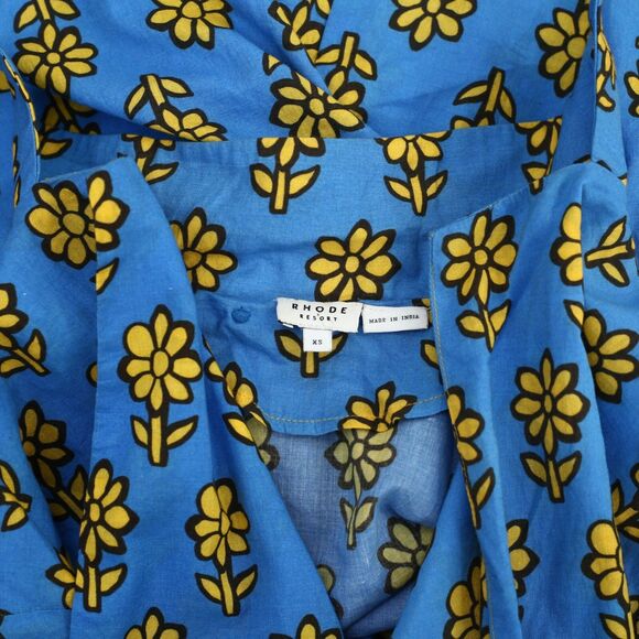 Rhode Resort Carl Printed Cotton-Voile Blouse Shirt Top Cotton Blue XS 215044 - Picture 8 of 8